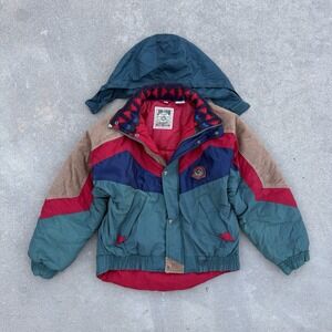 VTG Jonathan Stone Ski Snowboard Colorblock Puffer Jacket Hooded Youth XL RARE
